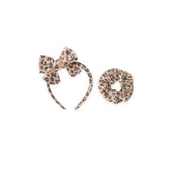 Taç Fiyoklu Lastikli Toka Seti - نقشة الفهد Taç Bow Elastic Hair Tie Set - Leopard Print