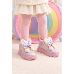 بوت Muggo PIPA شتوي بناتي فرو داخلي بتصميم أذن أرنب وفيونكة - بودرة Muggo PIPA Girls' Winter Boots with Rabbit Ears, Bow, and Faux Fur Lining - Powder Pink