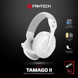 سماعة ألعاب فانتيك تاماغو II WHG04 اللاسلكية متعددة المنصات باللون الأبيض Fantech Tamago II WHG04 Wireless Gaming Headset - White Edition