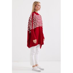 كنزة بونشو فضفاضة 15783 بأكمام مشقوقة - F.Bordo 15783 Slit-Sleeve Oversize Poncho Sweater - F.Bordo