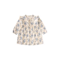 فستان بناتي موسمي بنقشة زهور زرقاء 1-7 سنوات Girls' Seasonal Dress with Blue Floral Pattern 1-7 Years