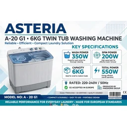 غسالة حوضين استرى 20 كيلو Astra 20kg Twin Tub Washing Machine