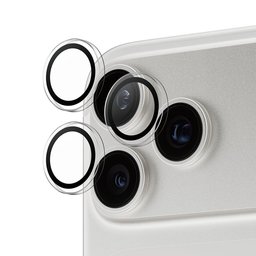 واقي عدسات الكاميرا بحلقات فضية لامعة للاي فون 17 برو ماكس Transparent Lens Protector - Rings