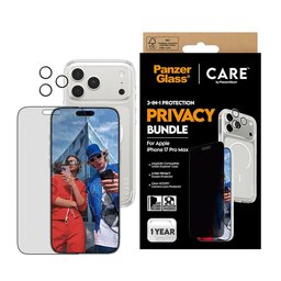 حزمة حماية فاخرة ثلاثية (3-في-1) بفلتر خصوصية للايفون 17 برو ماكس CARE by PanzerGlass® 3-in-1 Flagship Privacy Bundle iPhone 17 Pro Max