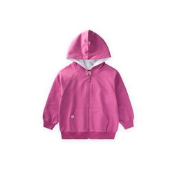 جاكيت بغطاء رأس وسحاب للأطفال 1-14 سنة - فوشيا غامق Hooded Zipper Cardigan for Kids 1-14 Years - Dark Fuchsia
