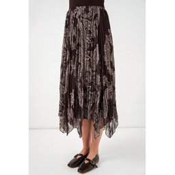 تنورة نسائية شيفون تُل غير متماثلة 8061 - بني Women's Asymmetrical Tulle Chiffon Skirt 8061 - Brown