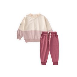 طقم سويت شيرت Garnili خفيف للأطفال 8-12 سنة - إيكرو وردي عتيق Garnili Sweatshirt Thin Seasonal Set for Kids 8-12 Years - Ecru Antique Pink