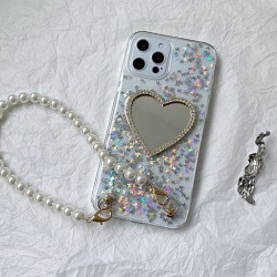 كفر لاجهزة ايفون Glitter iPhone Case with Makeup Heart Mirror