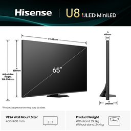 شاشة هايسنس 65 إنش Mini-LED QLED 4K ذكية مع معدل تحديث 165Hz ومعالج Hi-View AI Engine PRO Hisense 65-Inch Mini-LED QLED 4K Smart TV with 165Hz Refresh Rate and Hi-View AI Engine PRO