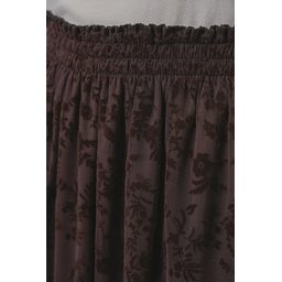 تنورة نسائية مبطنة بطبعة فلوك 8076 - بني Women's Flocked Print Lined Skirt 8076 - Brown