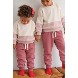طقم سويت شيرت Garnili خفيف الوزن موسمي للأطفال 2-8 سنوات - إيكرو وردي عتيق Garnili Sweatshirt Thin Seasonal Set for Kids 2-8 Years - Ecru Antique Pink
