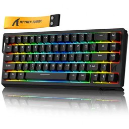 لوحة مفاتيح الألعاب المغناطيسية ATTACK SHARK X68 HE بتقنية Hall Effect وRapid Trigger – أسود Attack Shark X68 HE Magnetic Hall Effect Rapid Trigger Keyboard (Black)