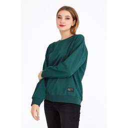 سويت شيرت نسائي بيسك بياقة دائرية - أخضر بترولي Women's Basic Crew Neck Sweatshirt - Petrol Green
