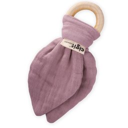 عضاضة أسنان BAKIR من قماش الموسلين والخشب الطبيعي BAKIR Wooden Muslin Teether - Copper