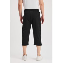 شورت برمودا رجالي أسود بجيوب جانبية، طول الركبة، خصر مطاطي قابل للتعديل Men's Black Bermuda Shorts with Side Pockets, Knee-Length, Adjustable Elastic Waist