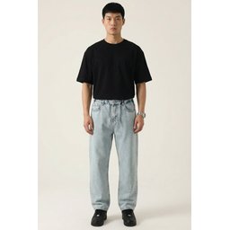 بنطلون جينز رجالي بقصة مريحة Baggy 30075 - أزرق Men's Relaxed Fit Baggy Jeans 30075 - Blue