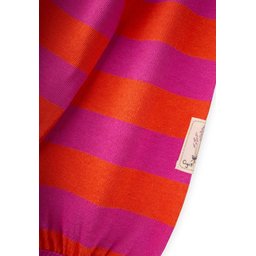 توب تونيك بناتي مخطط من التريكو 100% قطن برتقالي وفوشي (4-12 سنة) Girls' Striped Knit Tunic 100% Cotton Orange Fuchsia (Ages 4-12)