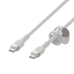 كيبل بوست جارج فليكس من يو إس بي‑سي إلى يو إس بي‑سي بطول ٣ متر باللون الأبيض BoostCharge Flex USB‑C to USB‑C Cable 60W (3m, White)