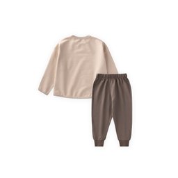 طقم سويت شيرت موسمي للأطفال 2-7 سنوات - لون رملي Seasonal Sweatshirt Set for Kids 2-7 Years - Sand Color