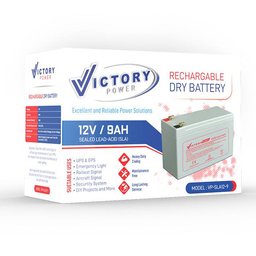 بطارية فيكتوري باور قابلة للشحن 12 فولت 9 أمبير-ساعة SLA12-9 Victory Power 12V 9Ah Rechargeable Battery (SLA12-9)