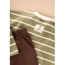 طقم بنطلون واسع موسمي للأطفال 2-7 سنوات - أخضر مخطط Seasonal Wide-Cut Pants Set for Kids 2-7 Years - Green Striped