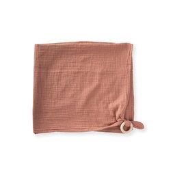 غطاء موسلين بحلقة أذن 70x70 سم - لون قهوة (مغسول مسبقاً) Muslin Ring Ear Cover 70x70 cm - Coffee Color (Pre-Washed)