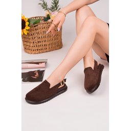 صندل نسائي Muggo BUCKLE من الجلد السويدي، مريح، مغلق من الأمام، بإبزيم قابل للتعديل - بني Muggo BUCKLE Suede Leather Adjustable Buckle Casual Closed Toe Women's Sandals - Brown