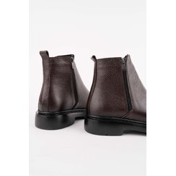 حذاء تشيلسي رجالي شتوي MUGGO DRAKO جلد طبيعي بسحاب مزدوج - بني MUGGO DRAKO Men's Genuine Leather Double Zipper Winter Chelsea Boots - Brown