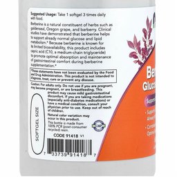 بربرين لدعم مستويات سكر الدم – 400 ملغ، 60 كبسولة هلامية ناو فود Berberine Glucose Support, 60 Softgels