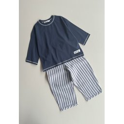 طقم بنطلون بقصة واسعة للأطفال 2-10 سنوات - كحلي Kids' Wide-Leg Trousers Set 2-10 Years - Navy Blue