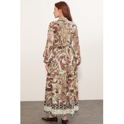 فستان نسائي طويل محتشم بنقشة 2586 - أخضر Women's Patterned Long Modest Dress 2586 - Green