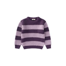 كنزة صوفية مخططة للأطفال من 2-8 سنوات - بنفسجي Children's Striped Knit Sweater 2-8 Years - Purple