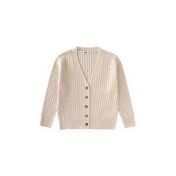 جاكيت تريكو للأطفال بتصميم ضفيرة، 2-8 سنوات، لون حجري Kids' Braided Knit Cardigan, 2-8 Years, Stone Color