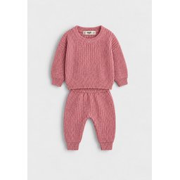طقم تريكو سيلانيك للأطفال 1-5 سنوات - وردي بودرة Selanik Knitwear Set for Kids 1-5 Years - Powder Pink