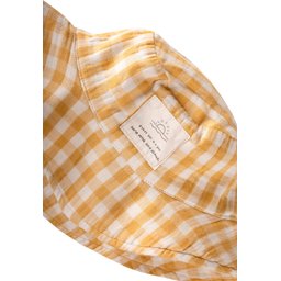 قبعة فيدورا موسلين للأطفال 2-8 سنوات - خردلي كاروهات Muslin Fedora Hat for Kids 2-8 Years - Mustard Plaid