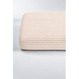 ملاية سرير موسلين مطاطية مقاومة للماء 90x190x20 سم - بيج بخطوط سميكة Muslin Fitted Waterproof Bed Sheet 90x190x20 cm - Beige Thick Striped