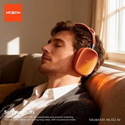 سماعه طوك بلوتوث لون برتقالي ماركه موكسوم العالميه Headset Brand Moxom orange