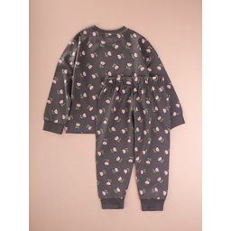 طقم بيجامة أطفال بنمط رمادي دخاني 2-8 سنوات Kids' Patterned Pajama Set 2-8 Years - Smoky Gray
