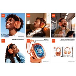 سماعه طوك بلوتوث لون برتقالي ماركه موكسوم العالميه Headset Brand Moxom orange