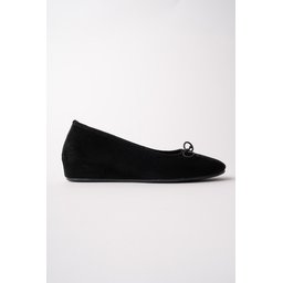Muggo HİDDEN حذاء باليه نسائي بفيونكة وكعب مخفي - أسود Muggo HİDDEN Women's Hidden Heel Bow Detail Ballet Flats - Black