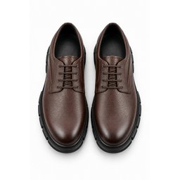 حذاء رجالي Muggo ORBA كاجوال كلاسيكي جلد طبيعي برباط ونعل سميك - بني Muggo ORBA Men's Genuine Leather Lace-Up Thick Sole Classic Casual Shoes - Brown