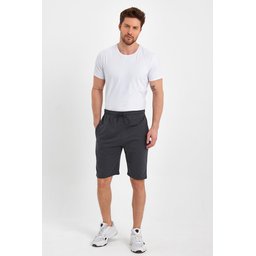 شورت رجالي ANTRASİT أسود بقصة مريحة بجيوب جانبية وقماش سميك ANTRASİT Men's Regular Fit Black Shorts with Side Pockets, Thick Fabric