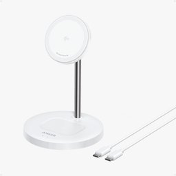 انكر - شاحن لاسكلي مغناطيسي مكتبي مزود بتقنية Qi2 بقوة شحن 15 واط - ابيض Anker MagGo Wireless Charger Single Stand 15W Qi2 White