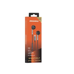 RR سماعات Lightning داخل الأذن مع DAC Instant Plug & Play أسود + رمادي RR Lightning In-Ear Earphones with DAC Instant Plug & Play Black+Gray