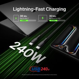 كيبل بيلكين بوست تشارج من USB-C إلى USB-C بقدرة فائقة 240 واط - أسود Belkin BoostCharge USB-C to USB-C Cable 240W – Black