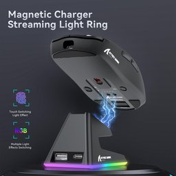 ماوس ألعاب أتاك شارك X6 فائق الخفة مع قاعدة شحن مغناطيسية وإضاءة RGB ATTACK SHARK X6 Tri-Mode Wireless Gaming Mouse with Magnetic Charging Dock