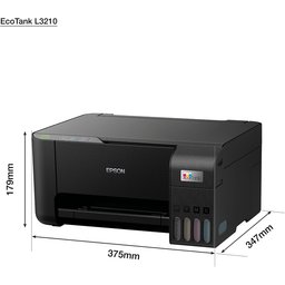 طابعة إبسون إيكوتانك L3210 منزلية متعددة الوظائف 3 في 1، ملونة، حجم A4، أسود Epson EcoTank L3210 Home Ink Tank Printer A4, Colour, 3-in-1, Black