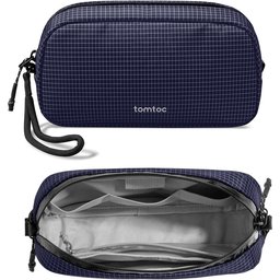 تومتوك - حقيبة ملحقات إلكترونية Light-T12 سعة 1 لتر - ازرق غامق مخطط Tomtoc Light-T12 Electronic Accessory Pouch Pro 1L Navy Blue Plaid