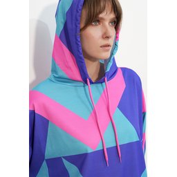 فستان سويت شيرت اوفر سايز 4125 - أزرق ملكي 4125 Oversize Sweatshirt Dress - Royal Blue