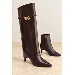 بوت نسائي Muggo ELOISE 2 في 1 قابل للفصل بكعب رفيع ومدبب - بني Muggo ELOISE 2-in-1 Detachable Shaft Pointed Toe Stiletto Heel Women's Boots - Brown
